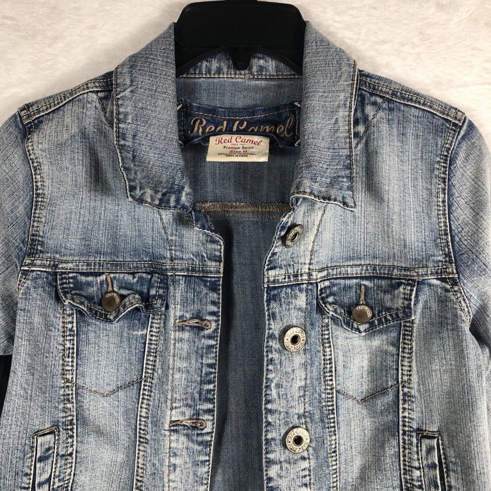 Red Camel Girls Denim Jacket Vintage Stretch Comfort Premium Coat Size Medium - Picture 8 of 14
